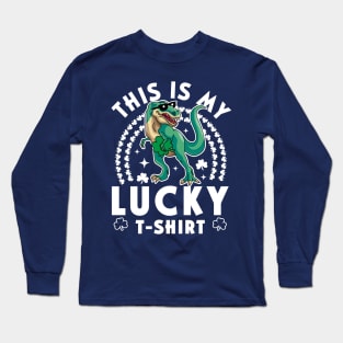 This Is My Lucky Shirt Kids Funny Dinosaur St Patrick's Day Long Sleeve T-Shirt